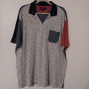 Cremieux Men's Polo Shirt Short Sleeve Striped‎ Pattern In Red/White/Blue...